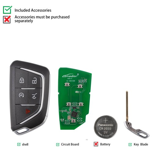 LONSDOR CD30-12 Remote Key 5 Buttons Supports ID46 ID49 ID4A 315MHz 433.92MHz for Cadillac