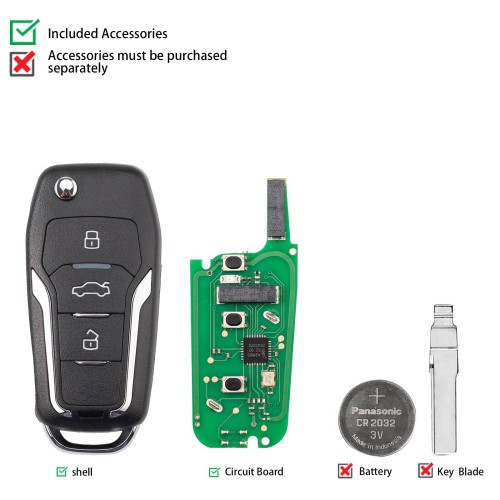 KEYDIY KD ZB12-3 Universal Smart Remote Key 3 Buttons for Ford Type