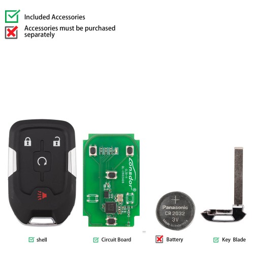 LONSDOR CL30-14 Remote Key 4 Buttons Supports ID46 ID49 ID4A 315MHz 433.92MHZ for Chevrolet