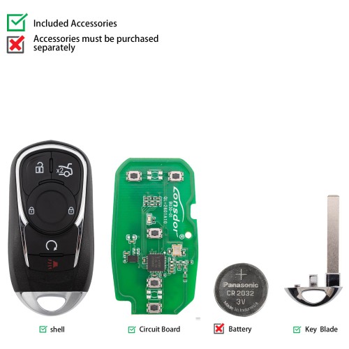 LONSDOR BU30-04 Remote Key 6 Buttons Supports ID46 ID49 ID4A 315MHz 433.92MHz for Buick