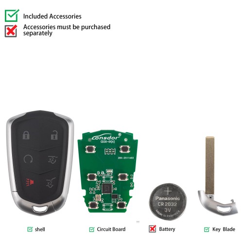 LONSDOR CD30-03 Remote Key 6 Buttons Supports ID46 ID49 ID4A 315MHz 433.92MHz for Cadillac