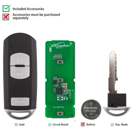 LONSDOR MZ30-26 Remote Key 3 Buttons Supports ID49 315MHz 433.92MHz for Mazda