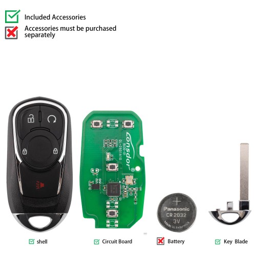 LONSDOR BU30-02 Remote Key 4 Buttons Supports ID46 ID49 ID4A 315MHz 433.92MHz for Buick