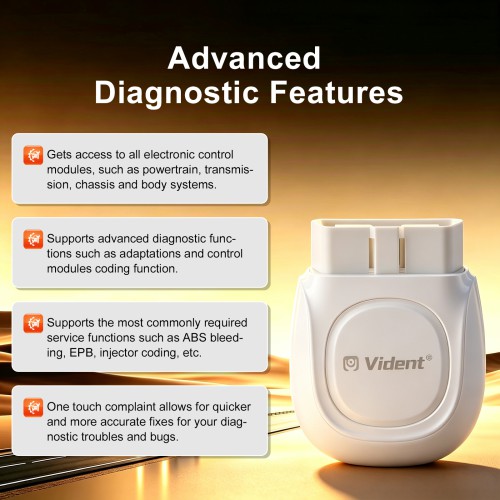 VIDENT iSmartDiag500Max Supports OE Level Diagnosis, Off-line Coding & Adaptations, ABS Bleeding, EPB,Injector Coding