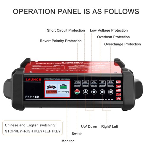 LAUNCH PFP-150 Inverter Intelligent Programming Charge Power Supply for All Types of Vehicles, Cars, Trucks, Boats, Tractors