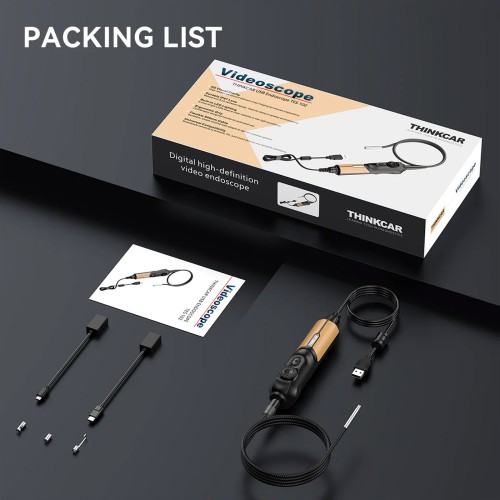 THINKCAR USB Endoscope TES 102 5.5mm IP67 Water Proof 6-Adjustable LED Lights 1280*720 Definition, Works with THINKSCAN 689BT/MUCAR 892BT/MUCAR VO8