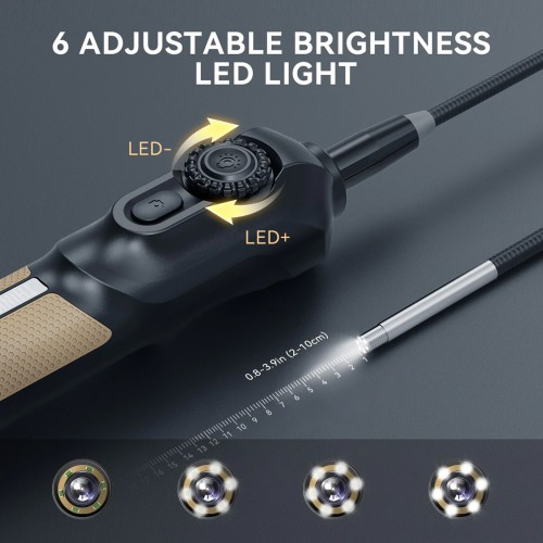 THINKCAR USB Endoscope TES 102 5.5mm IP67 Water Proof 6-Adjustable LED Lights 1280*720 Definition, Works with THINKSCAN 689BT/MUCAR 892BT/MUCAR VO8