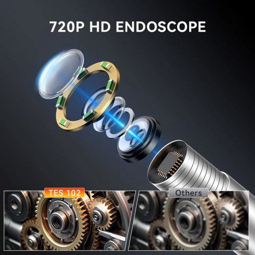 THINKCAR USB Endoscope TES 102 5.5mm IP67 Water Proof 6-Adjustable LED Lights 1280*720 Definition, Works with THINKSCAN 689BT/MUCAR 892BT/MUCAR VO8