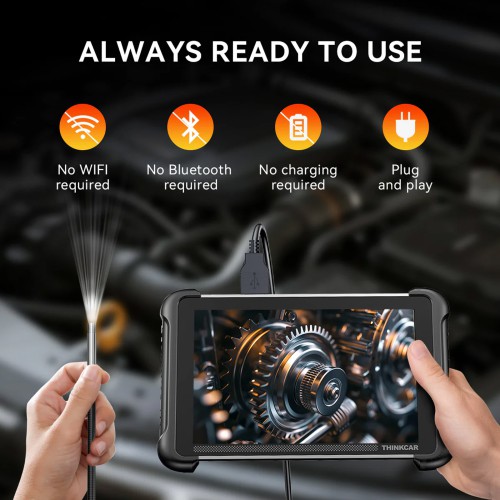 THINKCAR USB Endoscope TES 102 5.5mm IP67 Water Proof 6-Adjustable LED Lights 1280*720 Definition, Works with THINKSCAN 689BT/MUCAR 892BT/MUCAR VO8