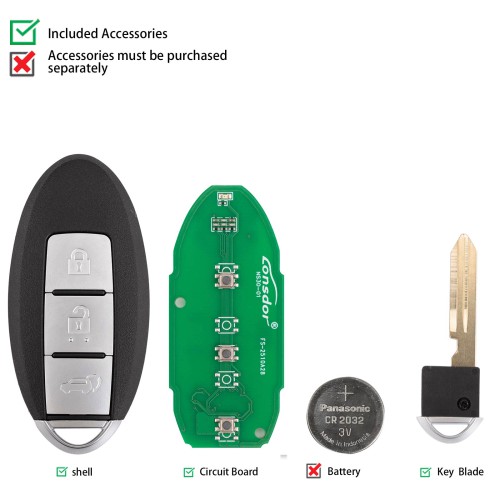 Lonsdor NS30-0CNS30 for Nissan/Infiniti Smart Key 3 Buttons Supports ID46 ID47 ID4A