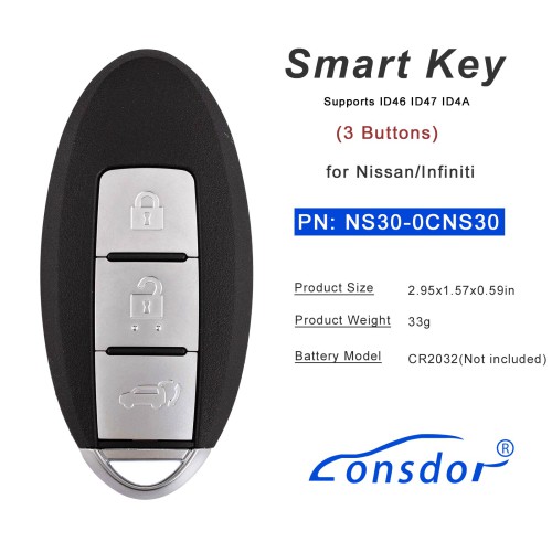 Lonsdor NS30-0CNS30 for Nissan/Infiniti Smart Key 3 Buttons Supports ID46 ID47 ID4A
