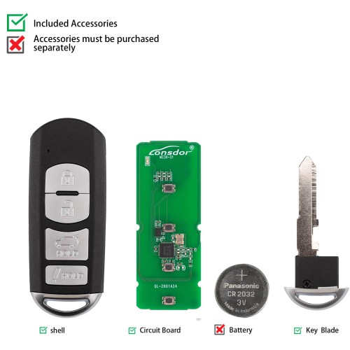 LONSDOR MZ30-23 Remote Key 4 Buttons Supports ID49 315MHz 433.92MHz for Mazda