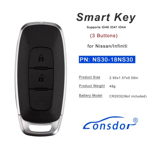 Lonsdor NS30-18NS30 for Nissan/Infiniti Smart Key 3 Buttons Supports ID46 ID47 ID4A
