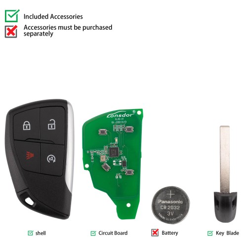 LONSDOR CL30-21 Remote Key 4 Buttons Supports ID46 ID49 ID4A 315MHz 433.92MHZ for Chevrolet