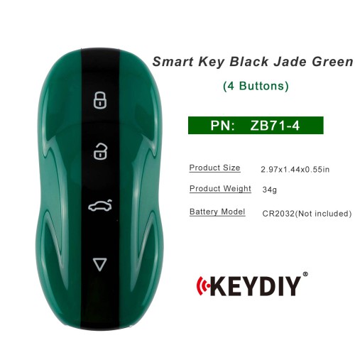 KEYDIY ZB71-4 Smart Key Black Jade Green 4 Buttons