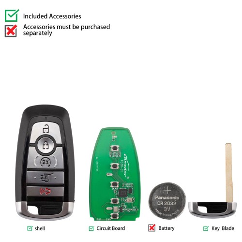 LONSDOR FO3H-0C High Frequency Remote Key 5 Buttons for Ford Supports ID46 ID49, 868/902MHZ