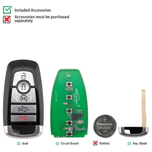 LONSDOR FO3H-0D High Frequency Remote Key 5 Buttons for Ford Supports ID46 ID49, 868/902MHZ