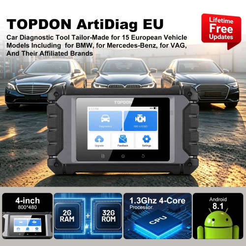 TOPDON ArtiDiag EU Scan Tool for Euro Vehicles, ECU Coding, Free Updates