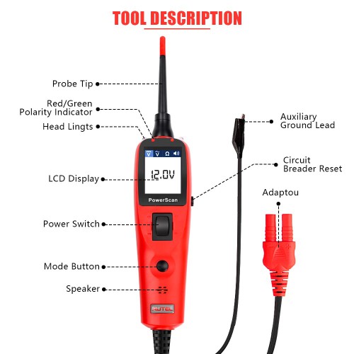 (Second hand 90% New)Autel PowerScan PS100 Electrical System Diagnosis Tool PowerScan PS100 Auto Circuit Battery Tester Easy to Read AVOme