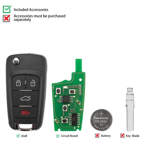 KEYDIY KD B18-4 Universal Flip Remote Key 3+1 Buttons for Chevrolet Type 5PCS