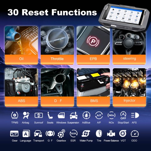 TOPDON UltraDiag 8-Inch Key Programming & Scan Tool Support 30 Reset Functions Bi-directional Control 100+ Vehicle Coverage