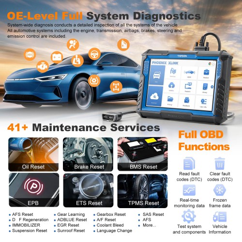 TOPDON Phoenix XLink Diagnostic Tool with Bi-Directional Control, ECU Programming, CAN-FD, DoIP, 41+ Services & Full-System Scanning