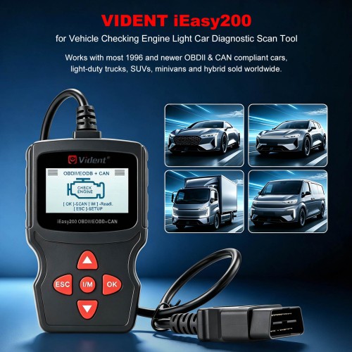 VIDENT iEasy200 OBDII/EOBD+CAN Code Reader for Vehicle Checking Engine Light Car Diagnostic Scan Tool