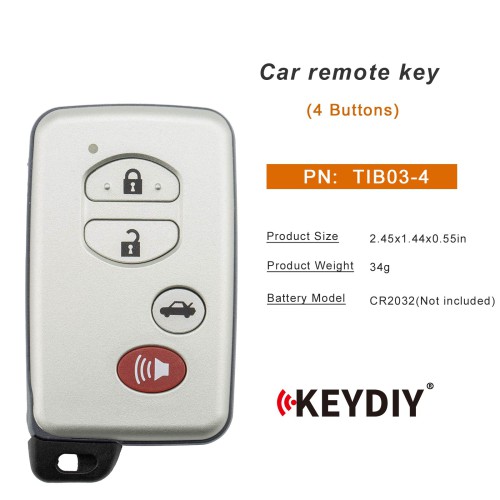 KEYDIY TIB03-4(Silver Gray) 4 Buttons Smart Key