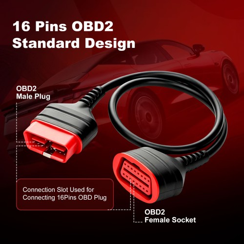 THINKCAR THINKDIAG Extension Cable Length 60cm, High-quality Copper Core Wire, Use Eco-friendly Materials, Supports Connecting to All OBD2 Devices
