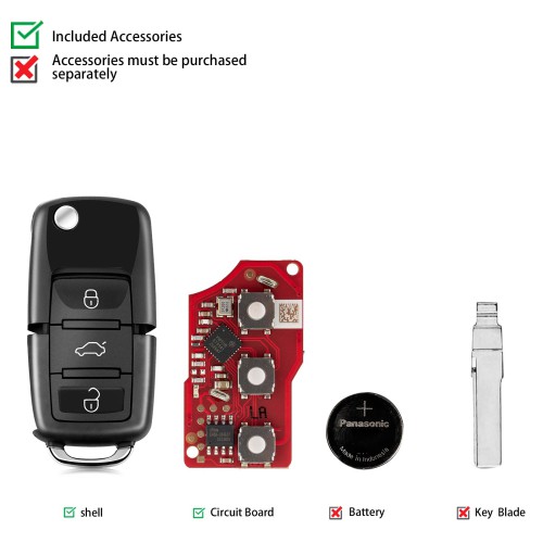 Launch LK-Volkswagen Smart Key (Folding 3-Button-Black) LK3-VOLWG-01 5pcs