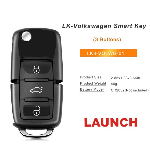 Launch LK-Volkswagen Smart Key (Folding 3-Button-Black) LK3-VOLWG-01 5pcs