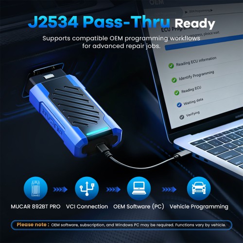 THINKCAR MUCAR 892BT PRO Bluetooth Diagnostic Scanner with AI Function, Supports CANFD & DOIP & J2534, 35 Reset Functions,Topology Mapping, ECU Coding