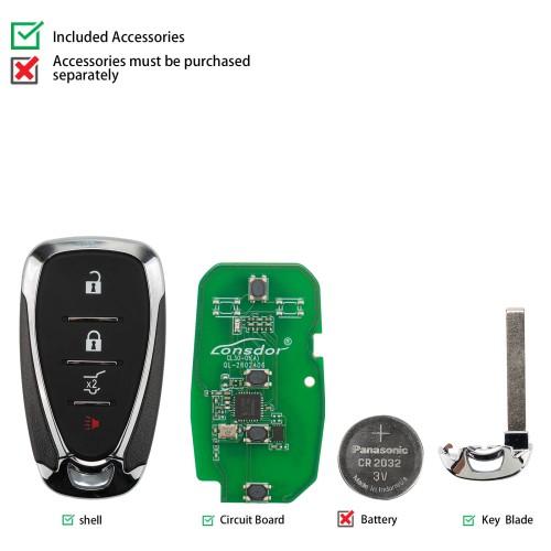 LONSDOR CL30-06 Remote Key 4 Buttons Supports ID46 ID49 ID4A 315MHz 433.92MHz for Chevrolet