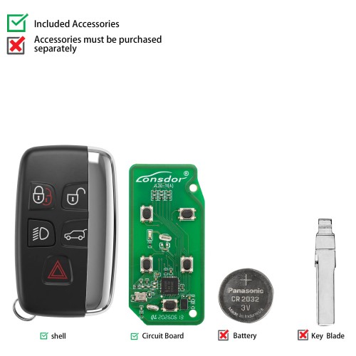 LONSDOR 2010-2018 For Land Rover & For Jaguar Universal Smart Key 315MHz /433MHz 2-in-1 5PCS