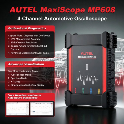 AUTEL MaxiScope MP608 4-Channel Automotive Oscilloscope for Advanced Vehicle Electrical Diagnostics