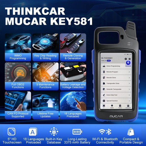 THINKCAR MUCAR KEY581 Key Programmer ALL-IN-ONE Professional Key Programming & OBDⅡ Diagnostic Tool