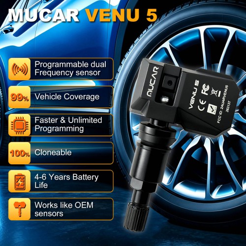 THINKCAR MUCAR VENU5 Tire Pressure Sensors Support 315MHz & 433MHz Dual Frequency 4PCS/Set.