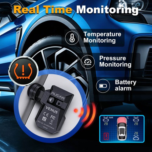 THINKCAR MUCAR VENU5 Tire Pressure Sensors Support 315MHz & 433MHz Dual Frequency 4PCS/Set.