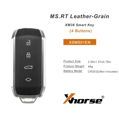 XHORSE XSMS01EN MS.RT Leather-Grain XM38 Smart Key 4 Buttons