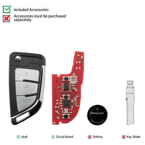 XHORSE XEKF21EN Style II Universal XE Series Smarty Remote With 3 Buttons Super English Version 5 pcs/lot