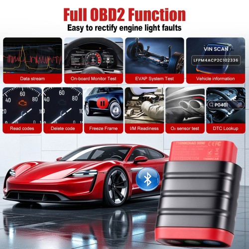 THINKCAR THINKDIAG MINI OBD2 Scanner, Supports Full System Diagnostics, Full OBD2 Diagnostic Functions, AutoVIN, 15+ Languages, Lifetime Free Upgrade