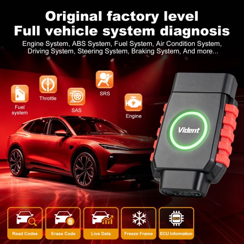 Vident iSmartDiag510 Pro All System Car Diagnostic Tool Supports 28 Special Functions, Lifetime Free Updates