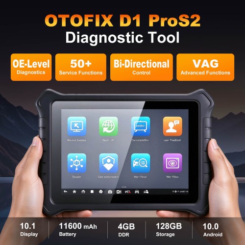 OTOFIX D1 ProS2 Diagnostic Tool with 11600mAh Battery OE-level Diagnostics One-stop Cloud Solution with 10.1 inch Touchscreen