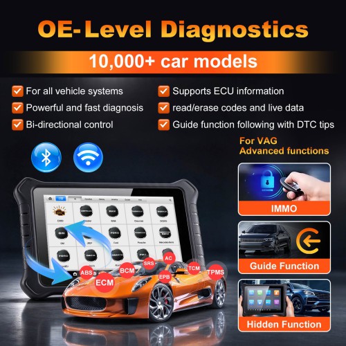 OTOFIX D1 ProS2 Diagnostic Tool with 11600mAh Battery OE-level Diagnostics One-stop Cloud Solution with 10.1 inch Touchscreen
