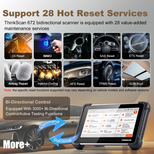 THINKSCAN 672 Diagnostic Scanner Supports CAN-FD Protocol, 28+ Languages, 28+ Reset Functions, IMMO Key Matching