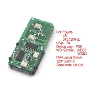 smart card board 4 buttons 315.12MHZ number :271451-5290-Eur for Toyota