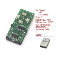 smart card board 4 key 314 frequency number 0111-USA for Toyota
