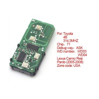 smart card board 4 key 314.3 MHZ number 271451-0140-USA for Toyota