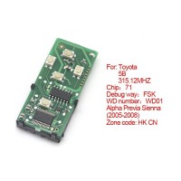 smart card board 4 buttons 315.12MHZ number :271451-6221-HK-CN for Toyota