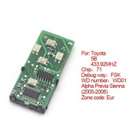 smart card board 5 buttons 433.92MHZ number :271451-6221-Eur for Toyota